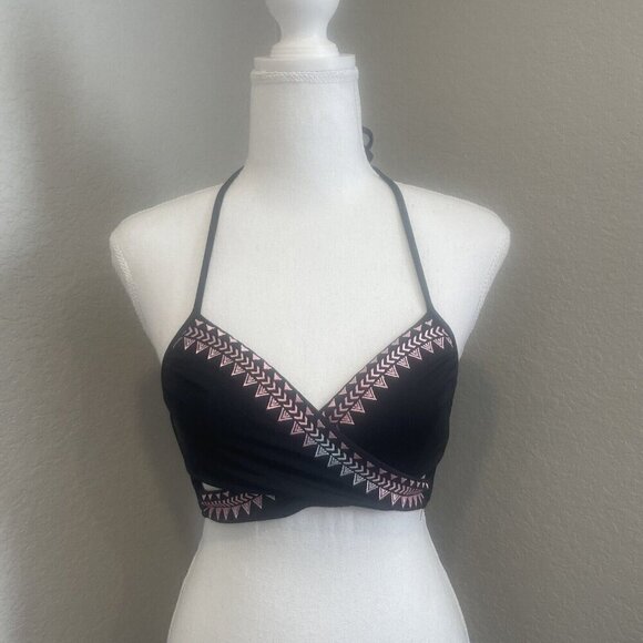 VICTORIA SECRET PINK SWIM Twist Cage Small Bikini Top Black Swimsuit Pink - Picture 2 of 9